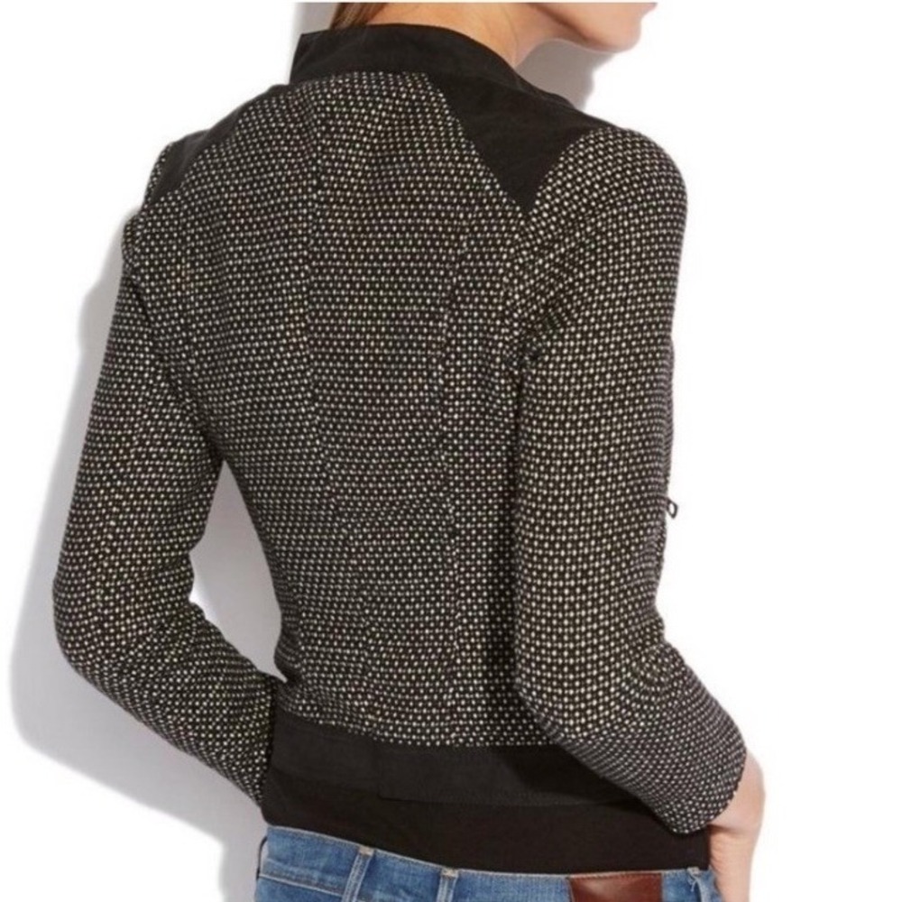 Lucky Brand Jacket Women's Medium Black Swiss Dot Wool Moto Edgy Lightweight NWT - Picture 3 of 16
